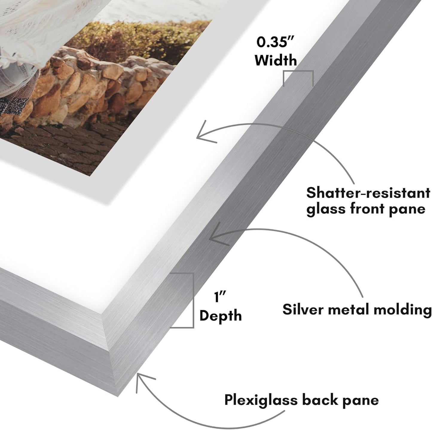 Americanflat Aluminum 11x14 Floating Picture Frame with Shatter-Resistant Glass - Use as 8x10 Picture Frame or Display 11x14 Photo - Signature Float Collection - Photo Frames for Wall Display - Black