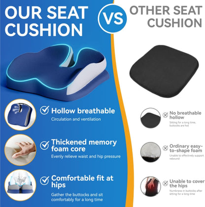 Seat Cushions for Office Chairs Wheelchair Cushion for Long Sitting Back Pain，Memory Foam Seat Car Computer Desk Chair Cushion，Coccyx Cushion for Tailbone Pain Relief Cushion Office Chair Black