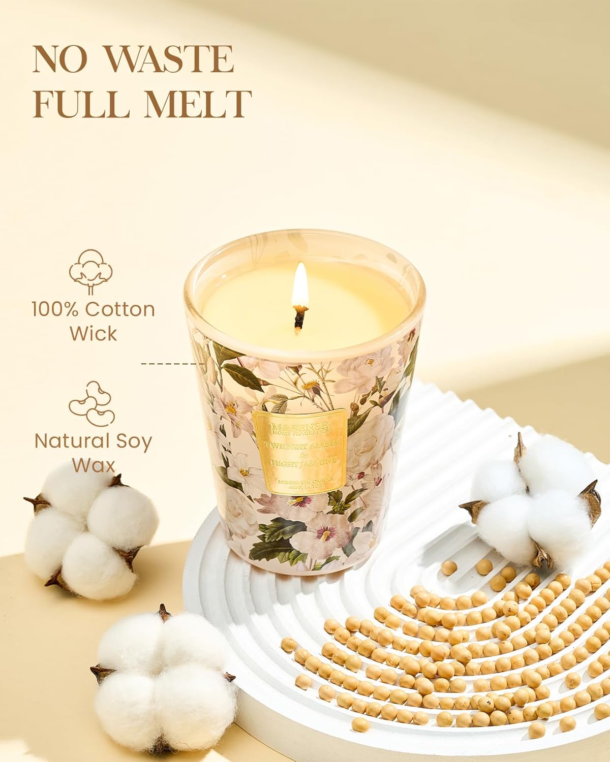 M&SENSE Jasmine Candles Highly Scented 3 Wick 35oz 150 Hours Burn Extra Large Jar Candles for Women, Natural Soy Wax Aromatherapy Candle for Stress Relief, Meditation, Yoga, Spa - Colors A