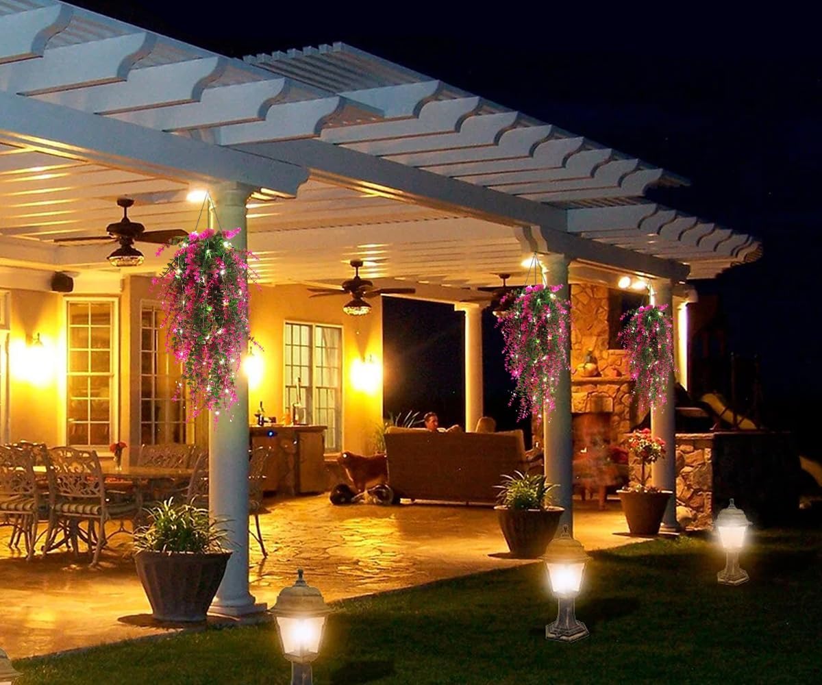 RECUTMS Artificial Hanging Plants Fake Hanging Plant Faux Eucalyptus Leaf Greenery Vine Outdoor UV Resistant Plastic Plants Home Garden Wedding Party Indoor Outdoor Decorations(White)