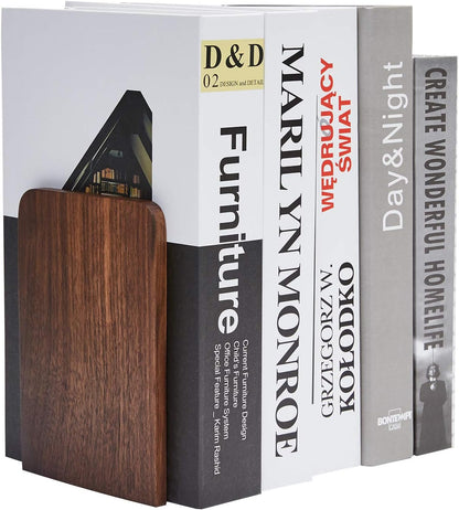 Pandapark Wood,Non-Skid Bookend for Shelves,Heavy Duty,Book Stand for CDs,1 Pair