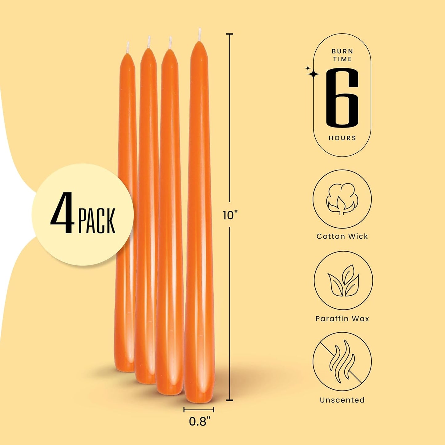 Leor & Lair Ivory Taper Candles - 4 Pack 10" Ivory Candlesticks - Unscented Cream Candle Sticks for Home Decoration, Holiday Tables, Weddings, Restaurants & Business Events