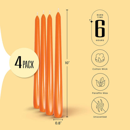 Leor & Lair Ivory Taper Candles - 4 Pack 10" Ivory Candlesticks - Unscented Cream Candle Sticks for Home Decoration, Holiday Tables, Weddings, Restaurants & Business Events