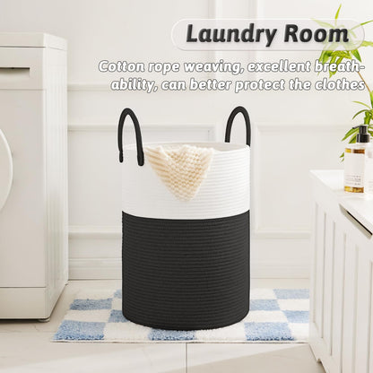 Artfeel Laundry Basket,Woven Cotton Rope Laundry Hamper,60L for Decor Storage of Dirty Clothes,Toys and Blankets in Bathroom,Baby Room and Living Room