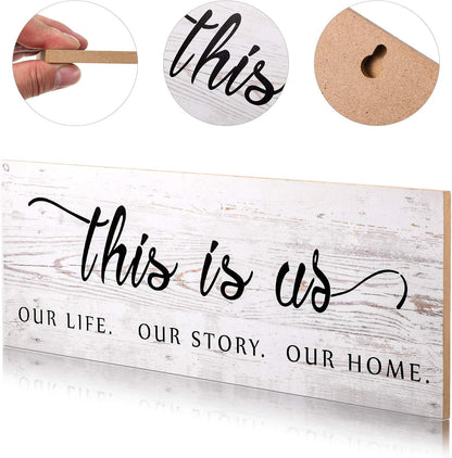 Jetec This Is Us Wall Sign Wooden Family Wall Plaques Inspiration Sign Farmhouse Entryway Rustic Plaques Art with Quotes for Living Room Bedroom Christmas Decorations(Antique White)