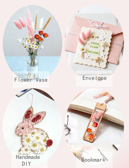 DIY Natural Dried Flower Set, Bulk Dried Flowers for Vase, Dried Flowers with Stems, Dried Roses, Mini Dried Flower Bouquets.(Brown)