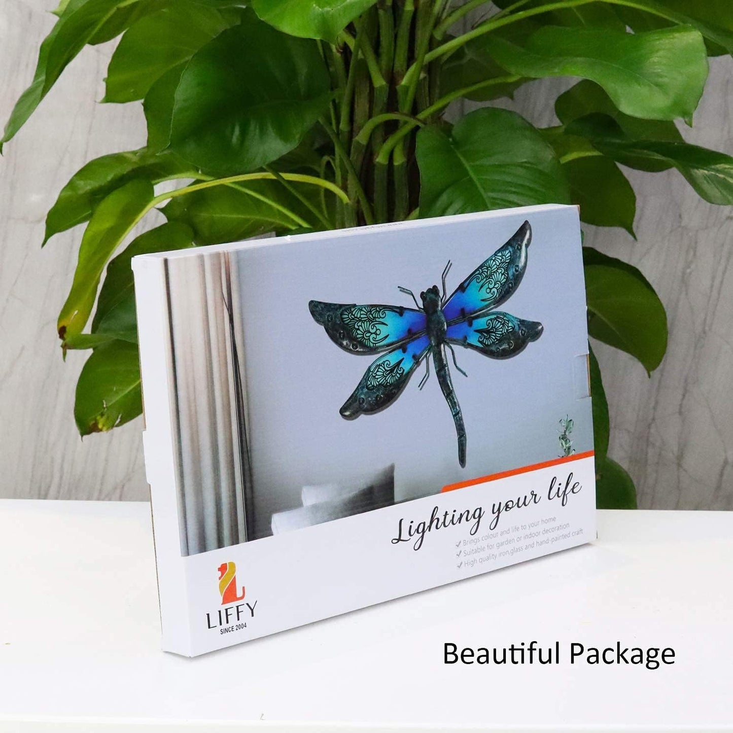LIFFY Metal Dragonfly Wall Decor Handmade - Outdoor Metal Wall Art Decor for Patio Garden Fence Living Room, Bedroom, Dragonfly Gifts