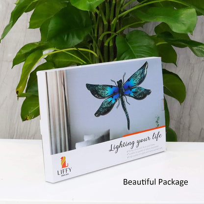 LIFFY Metal Dragonfly Wall Decor Handmade - Outdoor Metal Wall Art Decor for Patio Garden Fence Living Room, Bedroom, Dragonfly Gifts