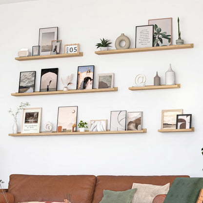 Heimlove Picture Ledge Shelf, Floating Shelves Set of 2, 24 Inches Picture Shelf for Wall with Ledge, Kids Bookshelf Wall Mounted for Living Room Bedroom Decor Books Photo Frames - White