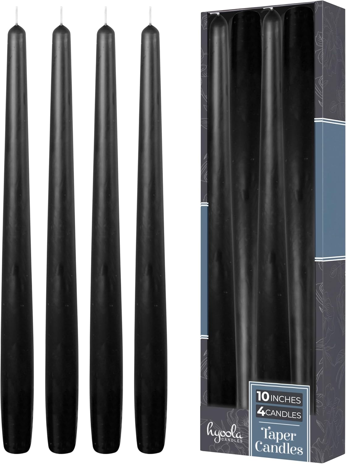 Hyoola Tall Taper Candles - 10 Inch Metallic Gold Unscented Dripless Taper Candles - 8 Hour Burn Time - 4 Pack