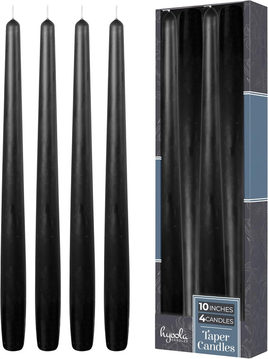Hyoola Tall Taper Candles - 10 Inch Metallic Gold Unscented Dripless Taper Candles - 8 Hour Burn Time - 4 Pack