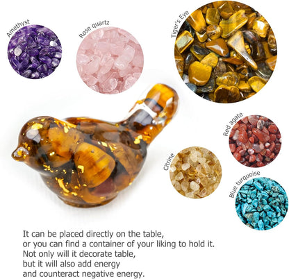 10PCS Crystal Bird Figurines Resin Animal Statues Decorative Gravel Birds Decor Animal Figurines for Home Decor Unique Bird for Teens