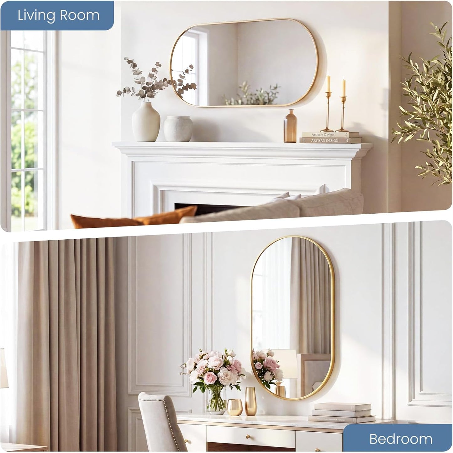 Sweetcrispy 20"x30" Arched Gold Bathroom Mirrors for Wall, Bathroom Mirrors for Over Sink, Metal Framed with HD Shatter-Proof Glass for Entryway, Living Room, Bedroom