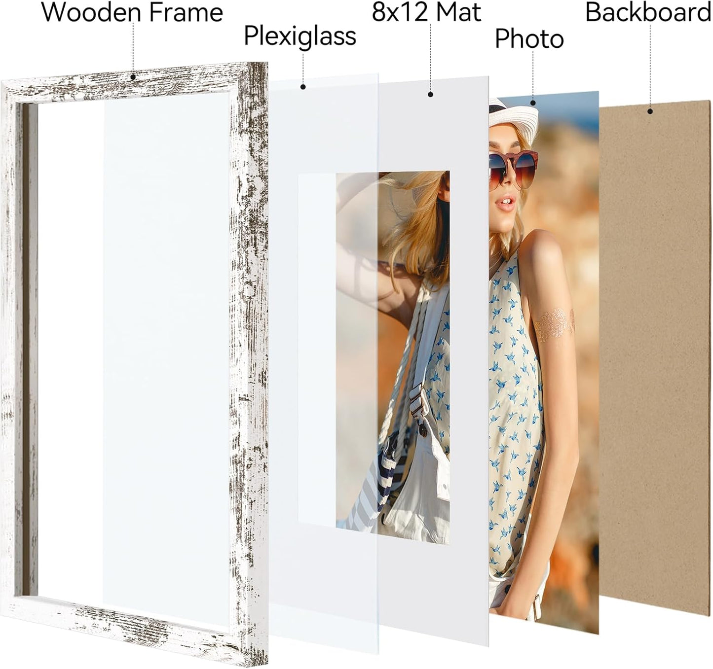 Vittanly 11x14 Picture Frame, Display Pictures 8x10 with Mat or 11x14 without Mat, Photo Frame for Wall Mounting, Black, 1 Pack - Colors B