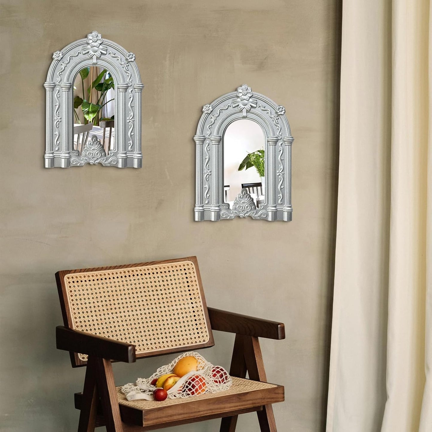 ZEXUIRU 4 Set. Rustic Wall Mirrors for Bedroom Bathroom Living Room Entryway Wood Farmhouse Square Easy to Hang Framed Decorative Accent Hanging Wall-Mounted Mirror Set for Living Room - Black