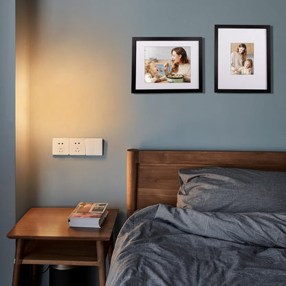 Egofine 8x10 Picture Frames Set of 4, Made of Solid Wood Covered by Plexiglass 4x6 and 5x7 with Mat or 8x10 without Mat, for Table Top Display and Wall Mounting Photo Frame Black
