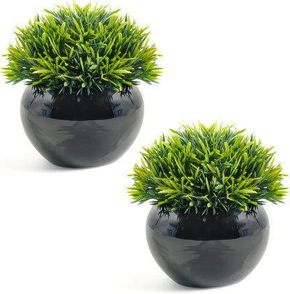 Velener Fake Sage Plants for Shelf Decor, Small Artificial Succulents Grass Desk Plant for Office Women, Mini Faux Plant Indoor, Masculine Home Decor, Coffee Table Decor in Pot
