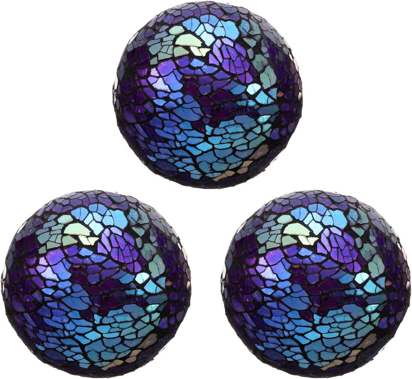 uxcell 3Pcs Decorative Glass Balls 2.36 Inch Orbs Centerpiece Balls Mosaic Glass Ball Sphere for Decor Bowls Vases Dining Table Party, Dark Blue