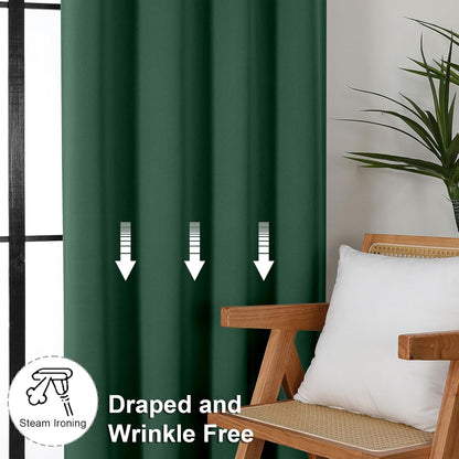 Simplebrand Ava Sage Green Blackout Curtains for Bedroom 63 Inch Length 2 Panels Set, Solid Thermal Insulated Energy Saving Rod Pocket Window Treatment Curtains Blackout Drapes, W40 x L63 Inch, Sage - Colors B