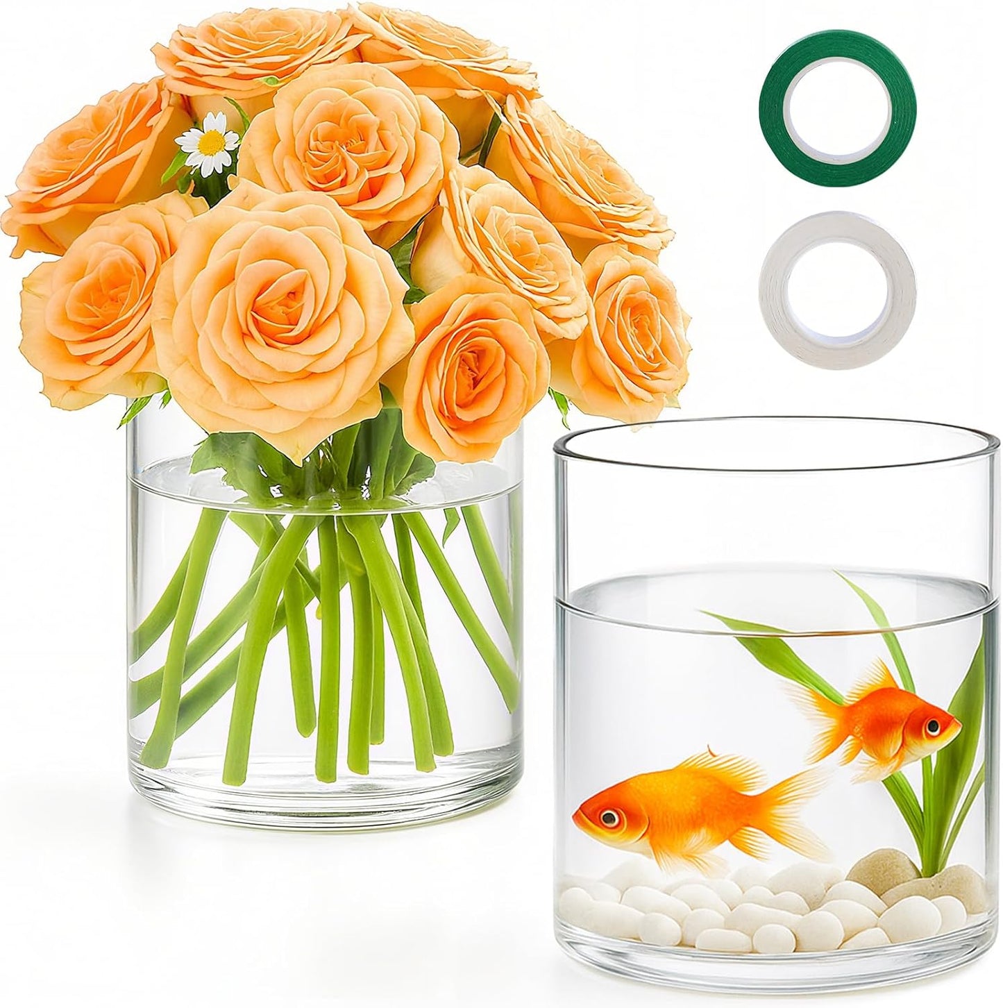 TBWIND 12pcs Glass Cylinder Vases for Centerpieces, 6 Inch Clear Flower Vases for Wedding Decorations and Indoor Home Decor, Hurricane Candle Holder for Table Shelf, Party