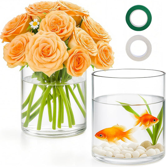 TBWIND 12pcs Glass Cylinder Vases for Centerpieces, 6 Inch Clear Flower Vases for Wedding Decorations and Indoor Home Decor, Hurricane Candle Holder for Table Shelf, Party