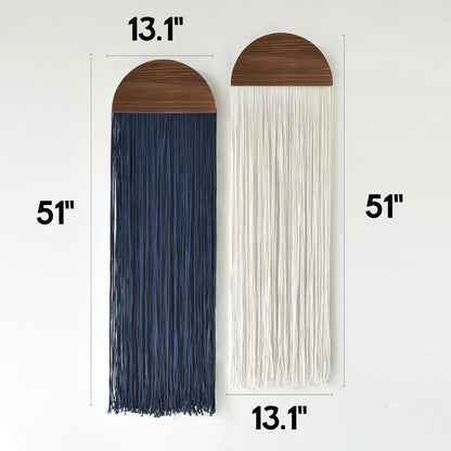 Flber 2 Pcs Macrame Wall Hanging Boho Wall Decor Handmade Macrame Art Tapestry Wedding Macrame Backdrop 13.7" W x 51" L For Living room Bedroom Headboard Decor