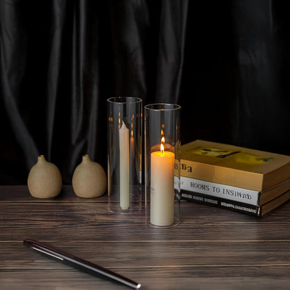 WGVI Hurricane Candle Holder Sleeve, Wide 4", Height 8", Clear Glass Cylinder Candleholder, Chimney Tube, Open Ended Candle Shade, 1 Piece - Colors B
