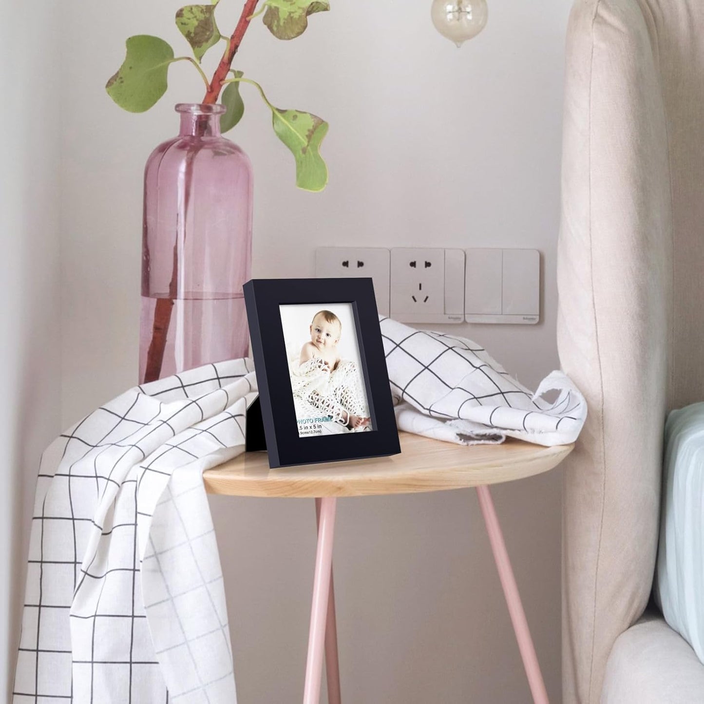 RPJC 5x7 Picture Frames Made of Solid Wood High Definition Glass for Table Top Display and Wall Mounting Photo Frame Black