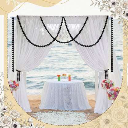 Canlierr 2 Pcs 5.6ft Wedding Giant Pearl Garland Decorations Large Faux Bead Garland with Hook for Ceremony Photo Booth Outdoor Proposal Scene Garden Beach Party Decor(Ivory White,25mm,Simple)
