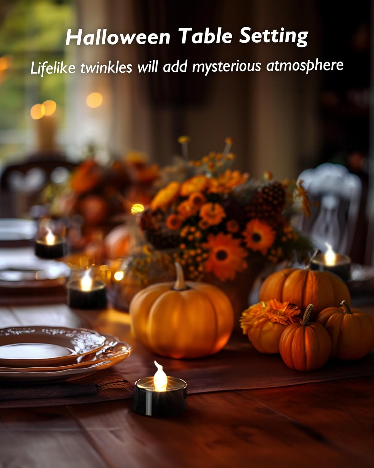merrynights LED Candles, Tea Lights Candles Battery Operated Bulk, 50-Pack Long-Lasting 200 Hours Flameless Tealight Candles, Realistic Tea Lights for Christmas Halloween Wedding, 1.5'' D X 1.25'' H