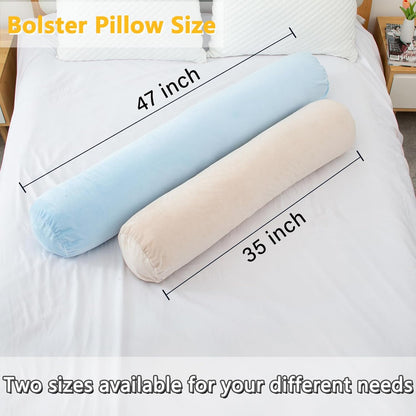 1 MIDDLE ONE Body Pillow for Adults, Bolster Pillow with Removable Velvet Cover, Long Round Cervical Roll Pillow, 47 x 7.87 Inches, Grey