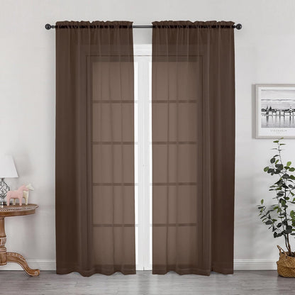 OWENIE Sheer Curtains 84 inches Long 2 Panels Set for Living Room/Bedroom, Rod Pocket Voile Sheer Panel Drapes, White, 2pcs, Each 42" W x 84" L - Colors A