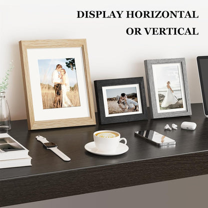 Povrgive Picture Frames, Made of Real Glass and Wooden Frame, Gallery Photo Frames Set of 10 for Collage Wall Decor, Multi Sizes Including 8x10, 5x7, 4x6 for Mounting or Tabletop Display, Wood