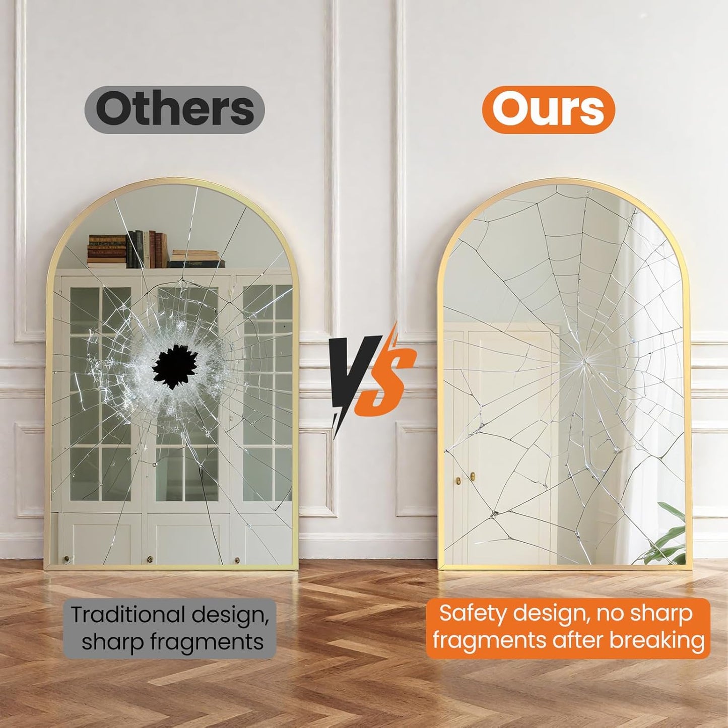 Sweetcrispy 24 Inch Round Wall Mirror with Tempered Glass, Bathroom Mirror Over Sink, Anti-Fog & Waterproof Round Mirror for Bathroom, Entryway, Bedroom, Shatterproof Design, Black