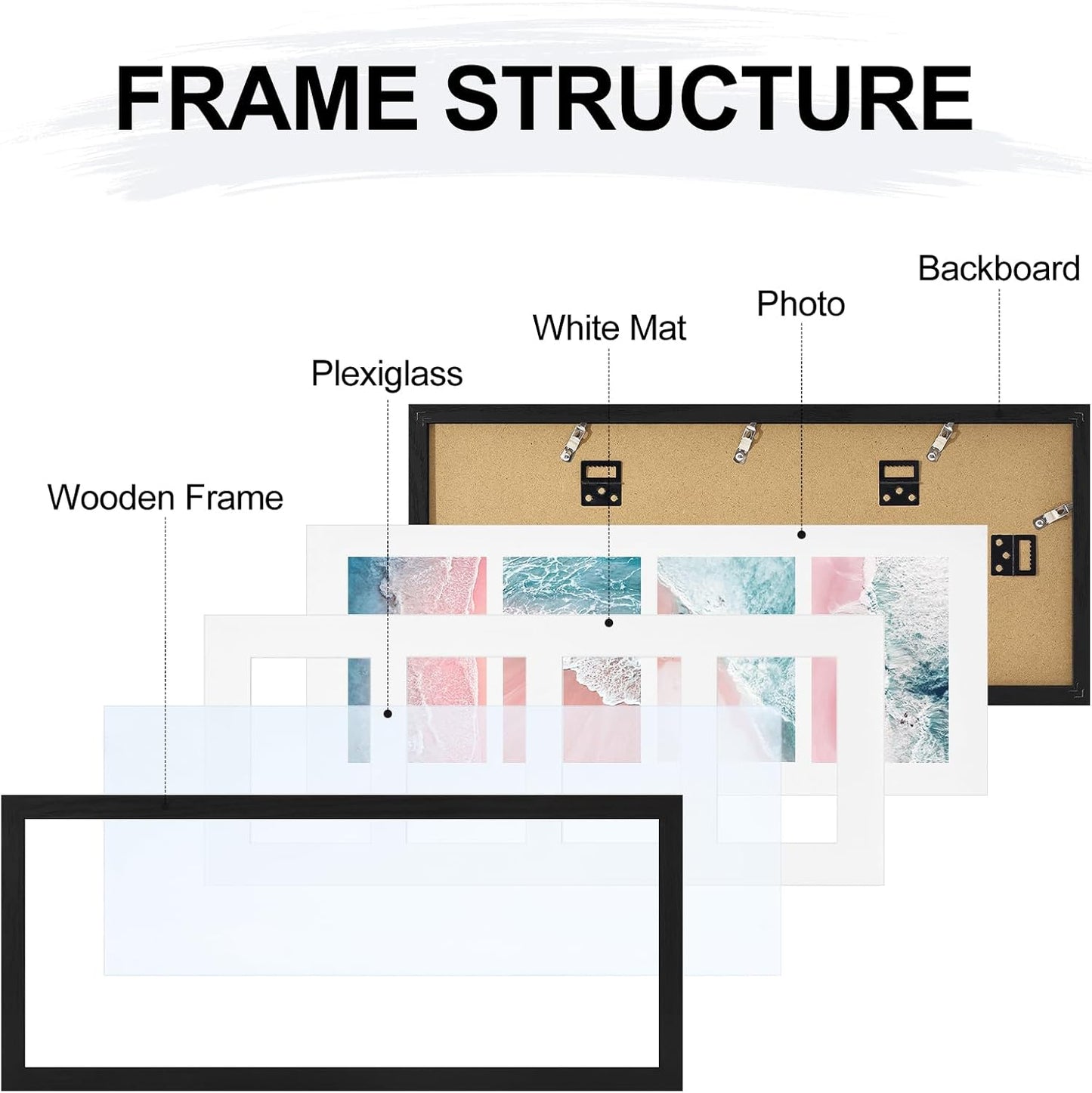 Vittanly 11x14 Collage Picture Frame, Displays 5Pcs 4x6 Pictures with Mat or 1Pcs 11x14 without Mat for Wall Mounting, Picture Frames Collage Wall Decor in Black, 1 Pack