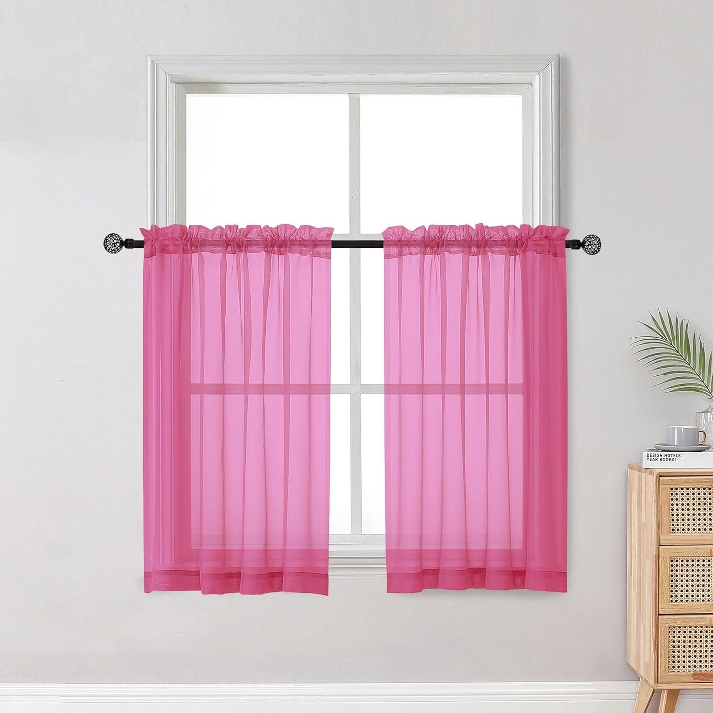 OWENIE Sheer Curtains 84 inches Long 2 Panels Set for Living Room/Bedroom, Rod Pocket Voile Sheer Panel Drapes, White, 2pcs, Each 42" W x 84" L - Colors B