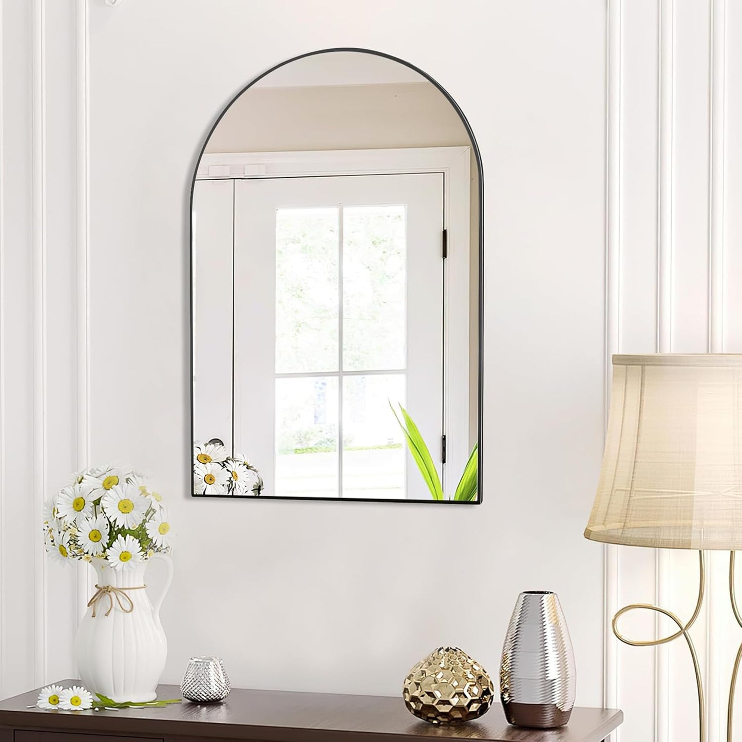 White Round Mirror 30 Inch, Circle Wall Mirrors for Bathroom, Bedroom Living Room or Entryway
