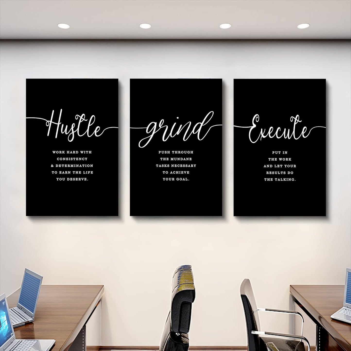 Inspirational Canvas Painting Wall Art -EPHANY ART,Mindset Quotes Prints, Success Framed Entrepreneur Poster Positive Quotes Wall Poster for Home Office Workplace (M-3pcs,12x16inchx3pcs)