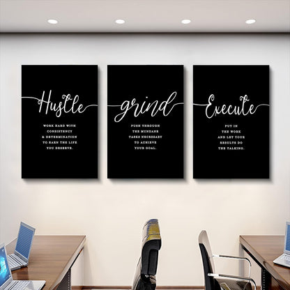 Inspirational Canvas Painting Wall Art -EPHANY ART,Mindset Quotes Prints, Success Framed Entrepreneur Poster Positive Quotes Wall Poster for Home Office Workplace (M-3pcs,12x16inchx3pcs)