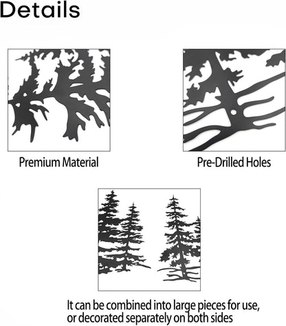 Metal Pine Tree Wall Art – Metal Tree Decor for Kitchen & Cabin, Exquisite Forest Design Home Décor, Durable and Rust-Proof（23.3 * 16.1inch）