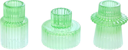 Vixdonos Taper Glass Candlestick Holders Tealight Candle Holders for Table Centerpieces, Wedding Decor and Dinner Party (6 Pcs, Green)