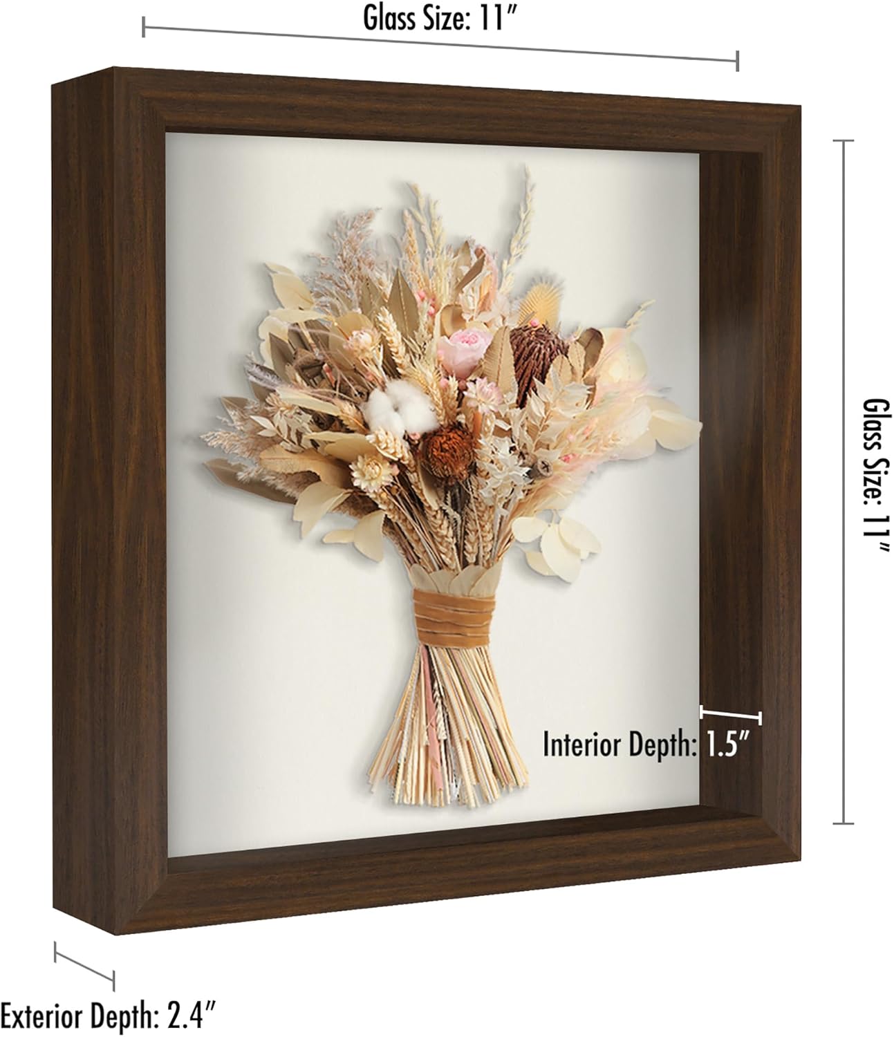 Americanflat 12x16 Shadow Box Frame with Polished Plexiglass - Silhouette Collection - Large Shadow Box Display Case for Tabletop and Wall Display - Black with Soft Felt Back