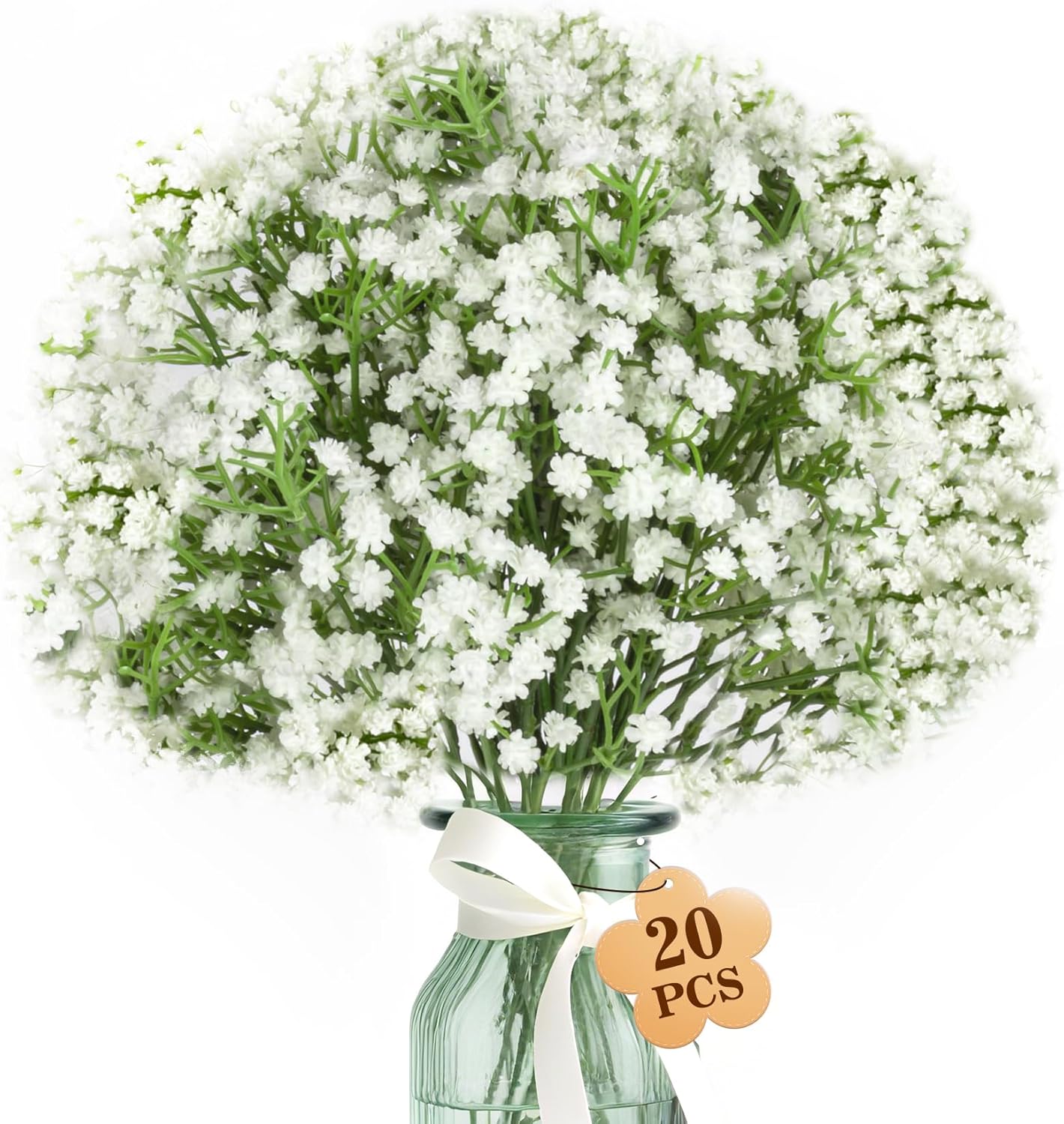 MAQIAHN 6 Baby Breath Artificial Flowers - Babies Breath Flowers Artificial Bulk Faux Flowers Bouquet White Flores Greenery Real Touch Fake Flowers Arrangements Wedding Centerpieces Tables Decorations
