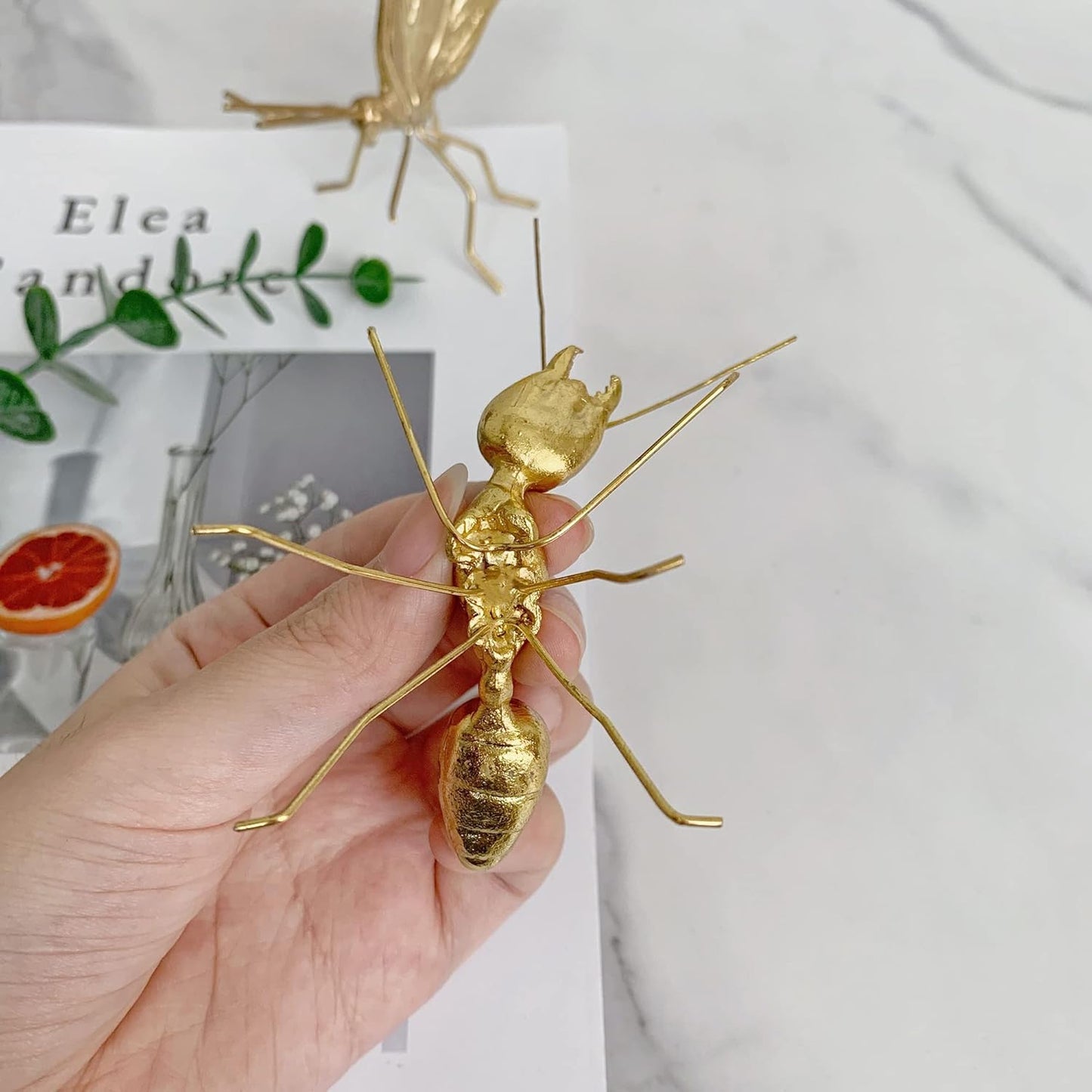 Gold Butterfly Sculpture Solid Metal Insect Ornament Mini Butterfly Figurine for Home Office Garden Desktop Decor