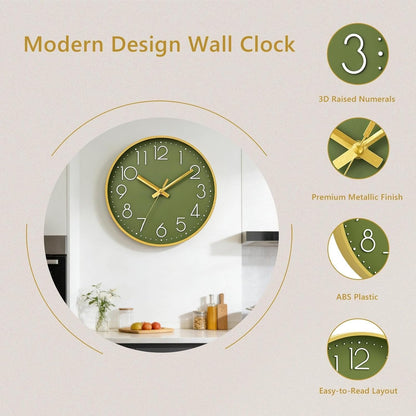 DAXSMY Wall Clock - 8 Inch Silent Non-Ticking Modern 3D Wall Clocks Battery Operated - Decorative Clock for Kitchen, Home Office, Bathroom, Bedroom(Rose Gold)