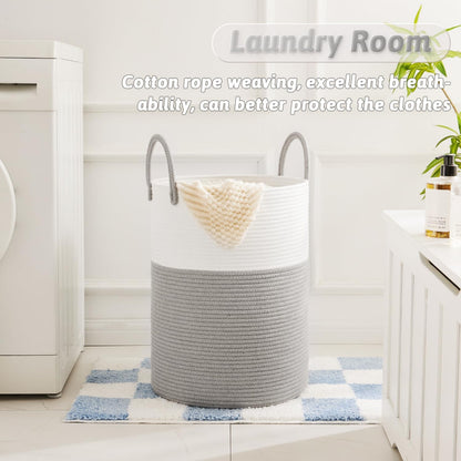 Artfeel Laundry Basket,Woven Cotton Rope Laundry Hamper,60L for Decor Storage of Dirty Clothes,Toys and Blankets in Bathroom,Baby Room and Living Room