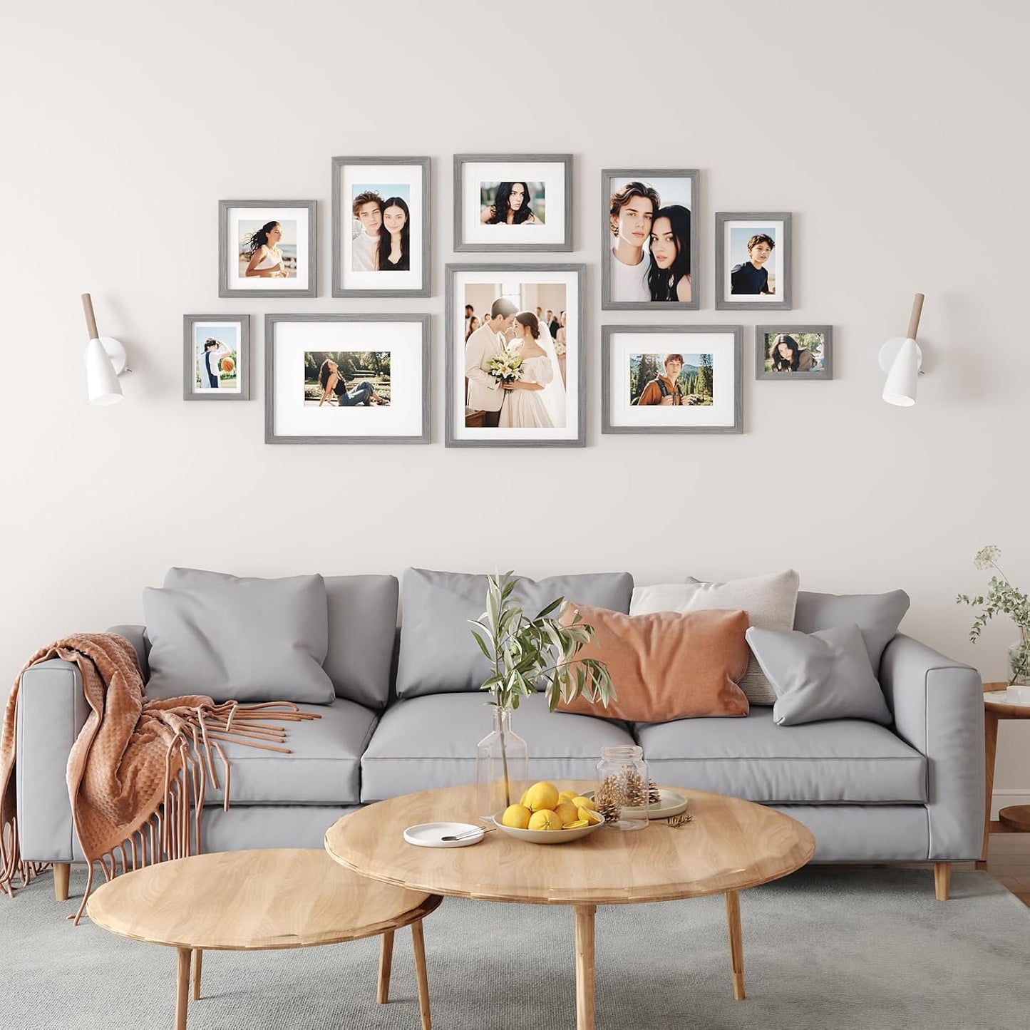 Egofine 8x10 Picture Frames Set of 4, Made of Solid Wood Covered by Plexiglass 4x6 and 5x7 with Mat or 8x10 without Mat, for Table Top Display and Wall Mounting Photo Frame Black
