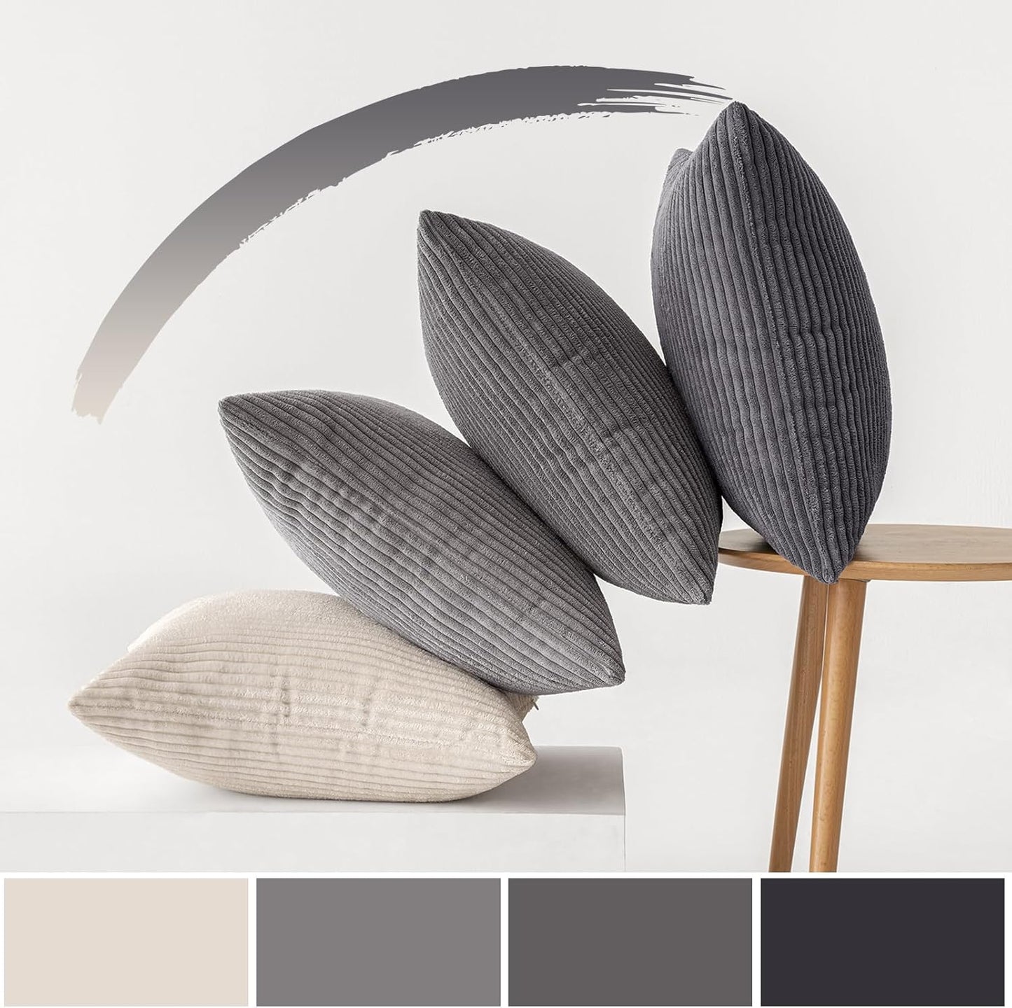 MIULEE Boho Farmhouse Sage Green Throw Pillow Covers 18x18 Inch Set of 4 Mordern Nordic Cushion Covers Soft Corduroy Spring Home Decor for Couch Bed Sofa Living Room Forest Green