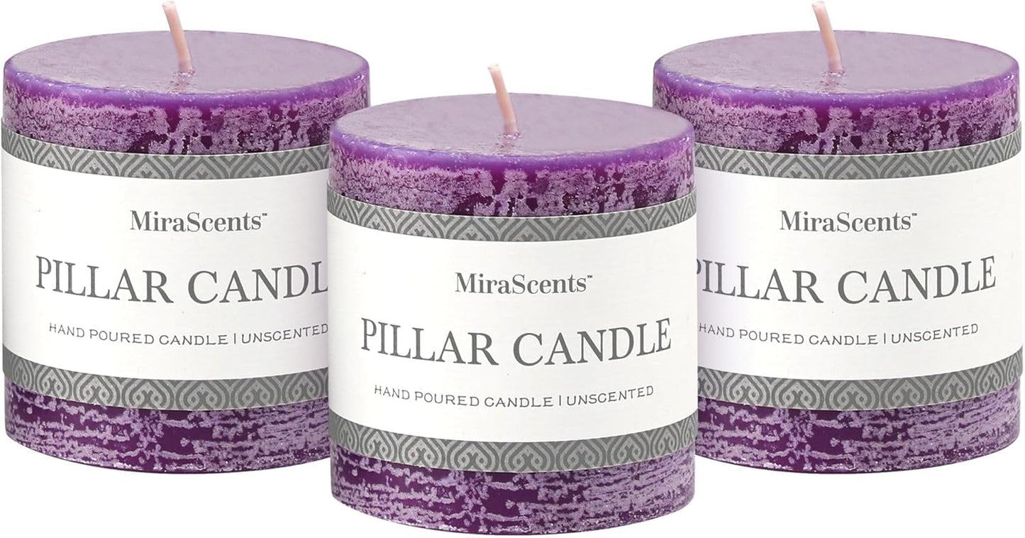 3x6 Inch Sage Green Pillar Candles Set of 3 - Unscented Spring, Long Clean Burning, Large Smokeless Dripless for Home Decor, Dinner Table, Bathroom, Rustic Decor