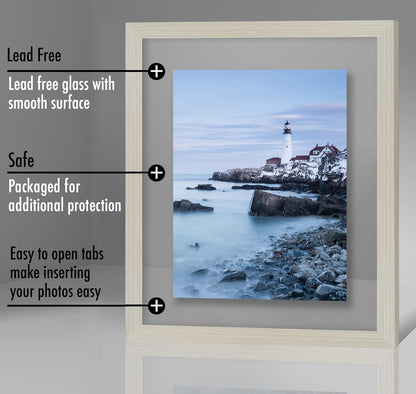 Americanflat 12x18 Floating Picture Frame with Polished Crystal-Clear Glass - Use as 8x10 Picture Frame or Display 5x7 Photo - Signature Float Collection - Photo Frames for Wall Display - Black